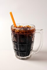 Thai Style Iced Black Coffee, ice black coffee,Oliang on white background
