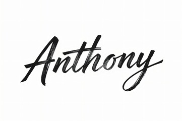 Handwritten Anthony name, white background, design element, logo