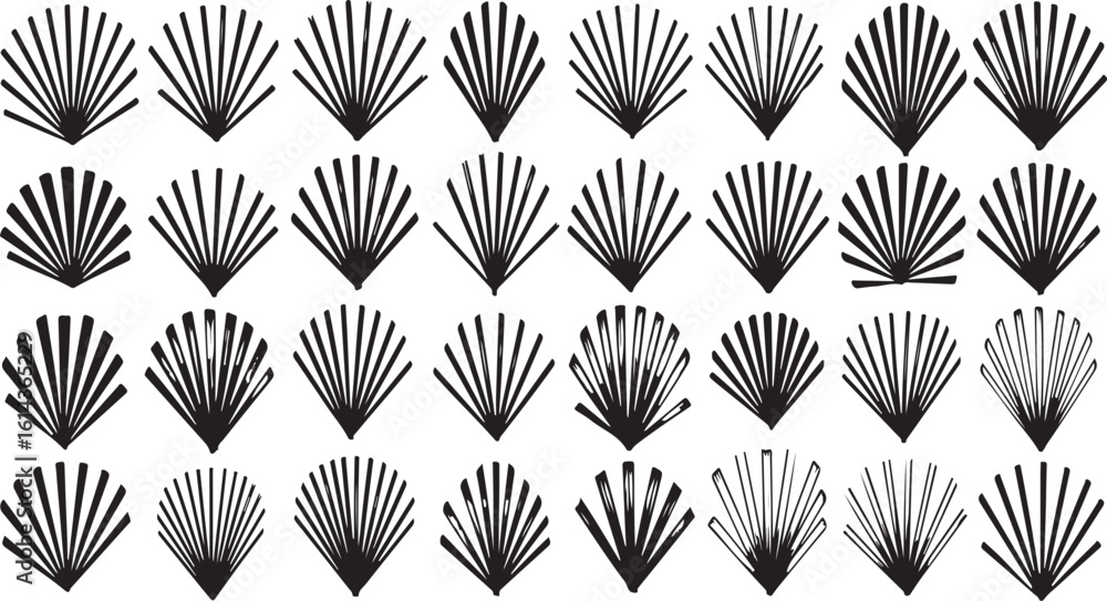 Poster artistic pattern of stylized feathers isolated on transparent background