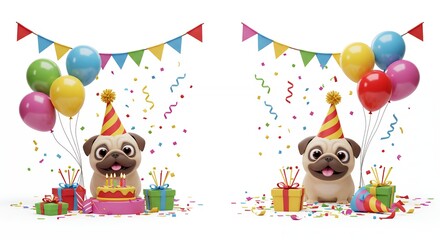 Pug puppy celebrating birthday