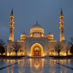 Fototapeta premium Illuminated Mosque at Dusk
