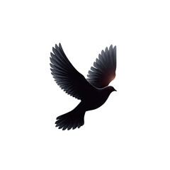Obraz premium Majestic Black Bird in Flight Against a Clear Background Symbolizing Freedom and Gracefulness in Nature Photography
