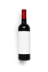 Bottle of red wine on white background