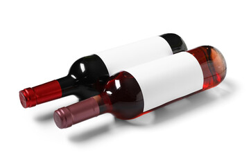 Bottles of wine on white background