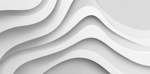 White, layered, wave-like abstract design with soft shadows