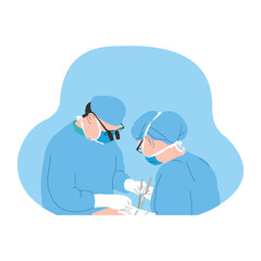Surgeons Performing Surgery in Operating Room vector illustration