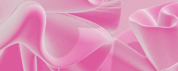 Flowing, abstract forms in shades of pink with smooth, glossy surfaces