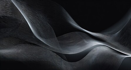 Flowing, airy, translucent wavy lines against dark backdrop