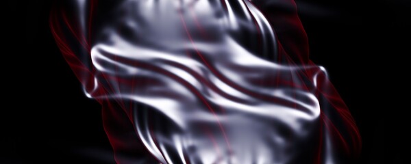 Flowing abstract design featuring intertwining waves of smooth, metallic silver with glossy highlights