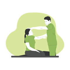 Chiropractor Adjusting Patient's Neck During Therapy Session illustration design
