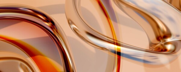 Curved, intertwined ribbons with a glossy, metallic appearance in shades of brown