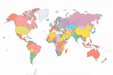 World map, countries colored, global data, background white, infographic use