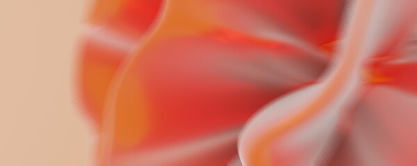 Abstract digital artwork featuring flowing, wavy forms in shades of red, orange