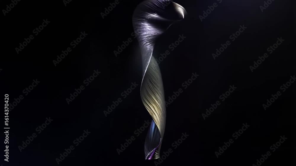 Poster elegant swirl in shadow: a captivating swirl of fabric floats gracefully against a dark backdrop, th