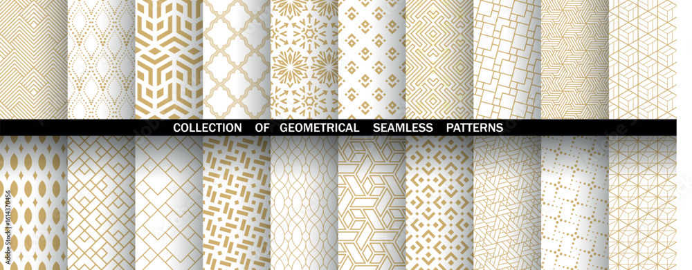 Aufkleber geometric set of seamless black and white patterns. simple vector graphics.