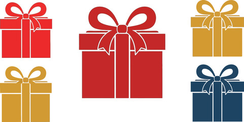 Vector gift box present birthday christmas holiday celebration graphic set