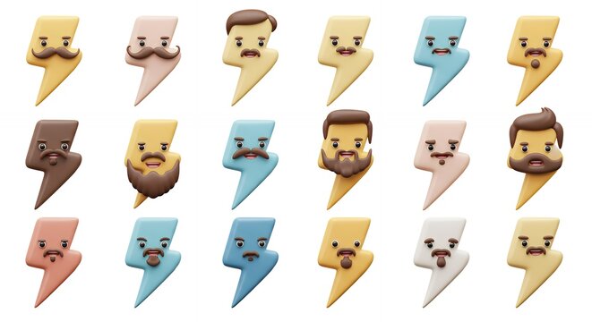 Colorful lightning bolt emoji collection