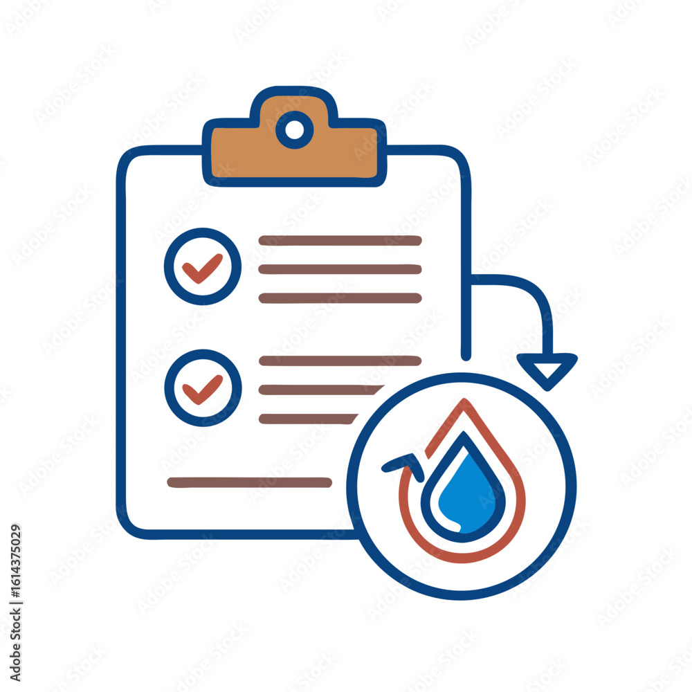 Poster a meticulously crafted vector illustration shows a comprehensive checklist and water cycle icon. thi