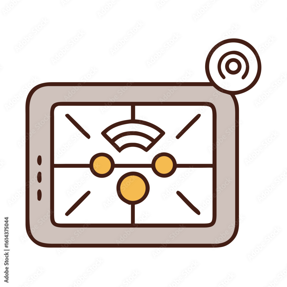 Poster a digital illustration of a sleek tablet with an overlaid interface displaying technology and connec