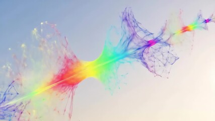 Abstract network data flow. Technology and science background with rainbow colorful dots and lines connection. Artificial intelligence concept, abstract structure. - Powered by Adobe