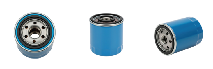 Industrial Action, Oil Filter, Workshop, Product Photography, Clean Environment, Close-Up View, Mechanical Concept