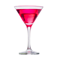 Elegant pink cocktail in a martini glass against a black background isolated object
