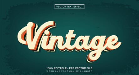 Vintage text effect 3d style
