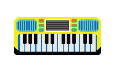 Cartoon yellow keyboard isolated illustration vector of a keyboard music instrument