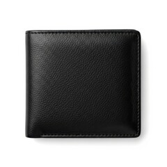 Classic black leather bifold wallet on white background
