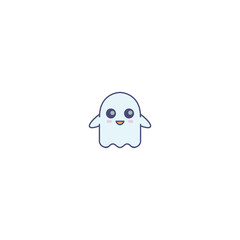 Cute Chibi Ghost Mascot Illustration – Kawaii Halloween Character Icon