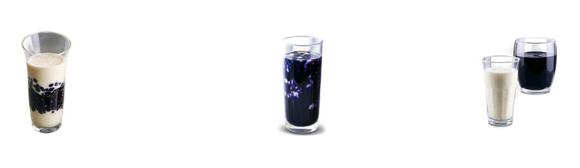 A set of Grass jelly soy milk, a local favorite blend, sweet and refreshing, isolated as a PNG cut-out for food design.