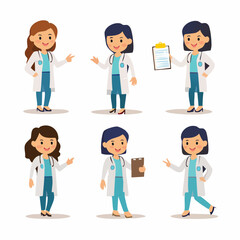 Fototapeta premium Funny Cartoon Characters Set Including Doctor Businessman and Casual Man