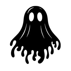 Minimalist Black Silhouette svg of a Floating Ghost Halloween Clipart Design