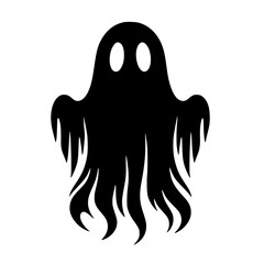 Minimalist Black Silhouette svg of a Floating Ghost Halloween Clipart Design