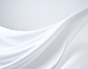 Elegant, flowing waves of pure white silk or satin fabric with soft highlights and shadows. Abstract and luxurious texture for backgrounds and design elements.