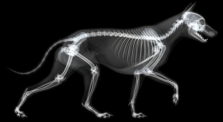 Fototapeta premium An X-ray image of a dog's skeletal structure. 