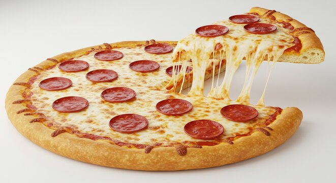 とろけるチーズ 食欲をそそる ペパロニピザ 美味しそう (Torokeru chiizu shokuyoku o sosoru peparoni piza oishi sou) Translation: Melting cheese, appetizing pepperoni pizza, looks delicious.. AI Generated