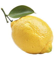 fresh lemon with leaf isolated on white background.