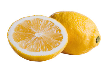 fresh lemon and half lemon isolated on black