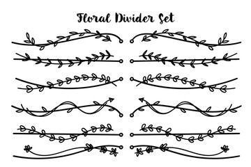 Nature floral vine line divider hand drawn for text layout separator decoration elements © Khulqi Design