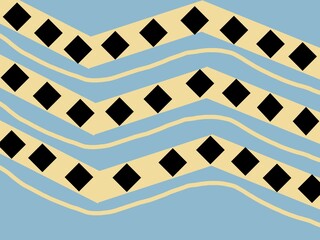 Decorative zigzag pattern illustration with light blue background nad diamond icon decoration