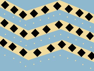 Decorative zigzag pattern illustration with light blue background nad diamond icon decoration