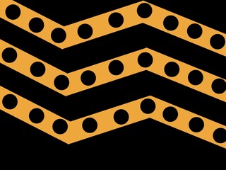 Circle pattern in zigzag motif gold color an black background 