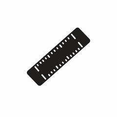 Abstract black and white ruler icon representing precise measurement, accuracy, and essential tools for design, education, and technical work, emphasizing precision in various fields.