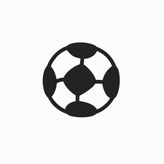 Obraz premium Monochrome vector illustration of a soccer ball. Minimalist sports icon in a hand-drawn doodle style on a white background.
