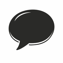 Simple black speech bubble icon for chat and communication. Modern flat design illustration isolated on a white background.