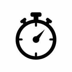 Black stopwatch icon, symbol of efficiency, speed, and time management, perfect for deadlines, productivity, and performance tracking in professional and personal contexts.