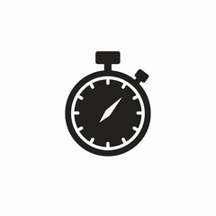 Simple black stopwatch icon, a classic timer symbol for measuring speed, time, and project deadlines.
