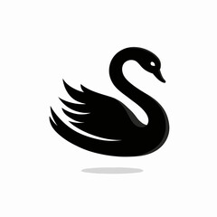 Stylized black swan icon. Minimalist vector graphic of a graceful water bird, a symbol of elegance, beauty, and rarity.
