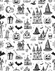 Halloween doodle pattern